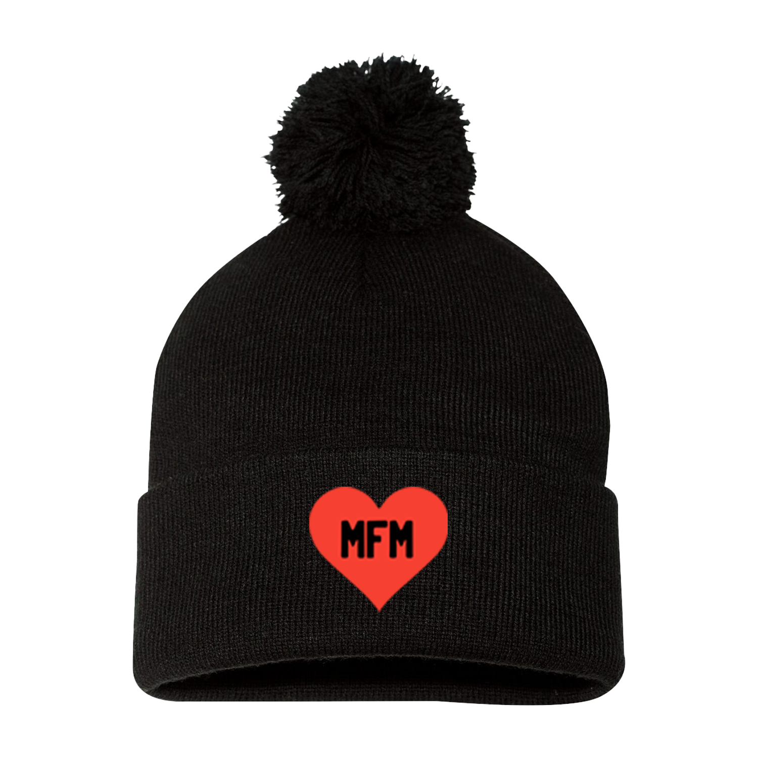 MFM Heart Pom Pom Beanie